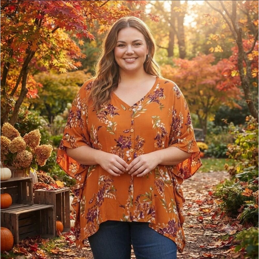 New Oddi Oversized 2x/3x Floral Top